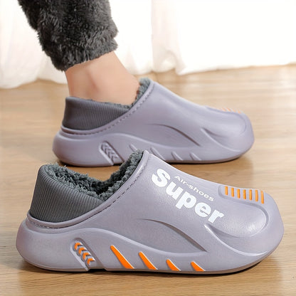 Minimalist Winter Bootie Slippers for Men and Women - Plush-Lined, EVA Upper, All-Season Indoor/Outdoor, Waterproof Snow Boots with Positioning Print, Crafted in Quanzhou