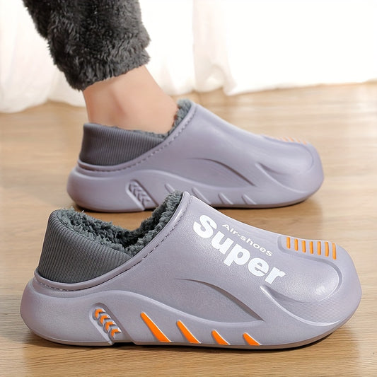 Minimalist Winter Bootie Slippers for Men and Women - Plush-Lined, EVA Upper, All-Season Indoor/Outdoor, Waterproof Snow Boots with Positioning Print, Crafted in Quanzhou