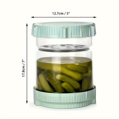 Reversible Pickle Jar – Large 52.9oz Capacity Food Storage Container with Strainer, Leak-Proof for Pickles, Peppers and Long Beans, Kitchen Supplies
