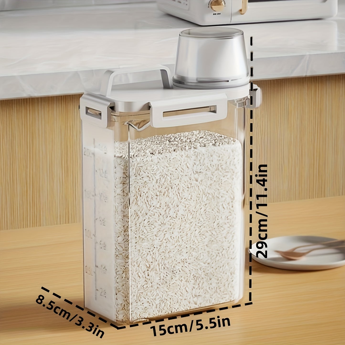 Airtight Food Storage Container with Lid - Moisture & Leak-Proof, Ideal for Grains, Nuts, Flour & Rice, Portable Kitchen Organizer