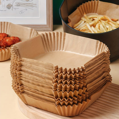50PCS Non-Stick Air Fryer Liners - Square Paper for Baking, Roasting, and Microwave Cooking, Easy Cleanup, Healthier Cooking for Hotels and Commercial Use