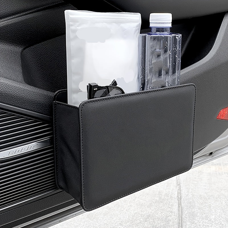 Foldable Car Trash Can and Storage Organizer – Faux Leather, Door-Mounted or Seat Back Design – Vehicle Interior Accessory