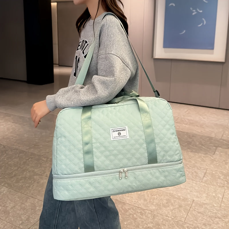 Luxury Large Capacity Duffel Bag – Versatile Shoulder & Crossbody Tote with Dry-Wet Separation Pockets and Dual Side Pockets for Travel & Gym
