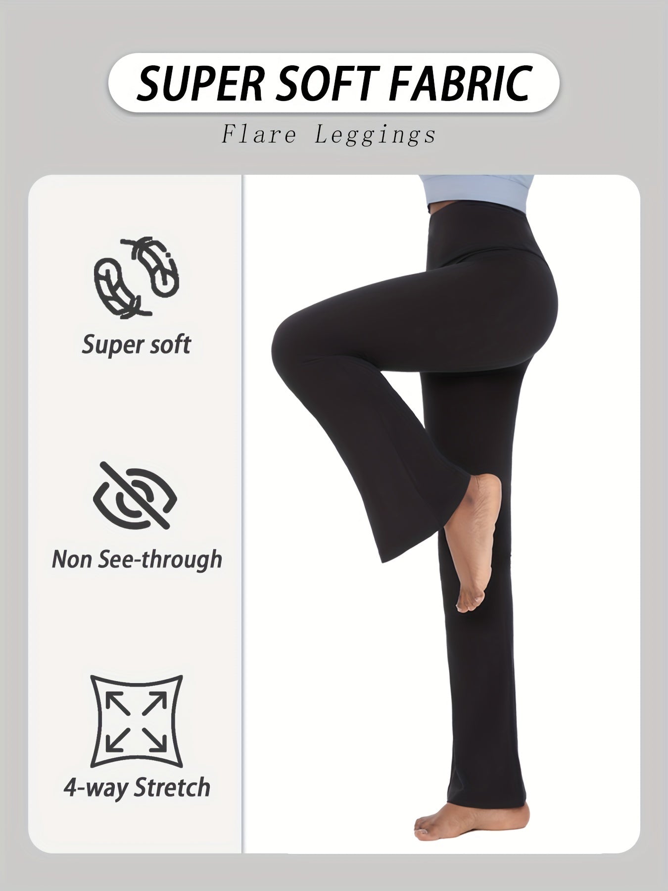 3 Pack Women's High-Waisted Flare Pants with Tummy Control – Soft Yoga, Workout & Running Bell Bottoms