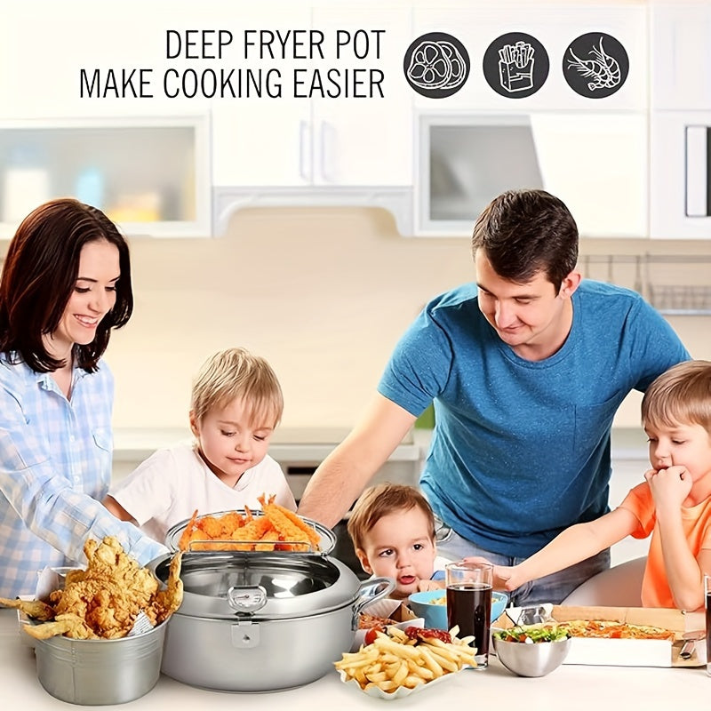 Jumi Japanese-Style Tempura Deep Fryer – Stainless Steel Frying Pan with Precise Thermometer Control – Ideal for Beef Patties, Sesame Fry Bites, Crispy Fried Chicken Wings, and More