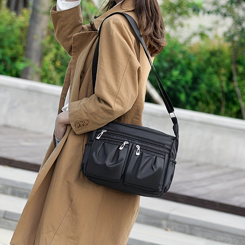 Women's Casual Ruched Crossbody Bag - Large Capacity Nylon Shoulder Bag