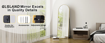 21x64 inch Arched Full Length Mirror – High Definition Aluminum Alloy Frame for Bedroom or Living Room
