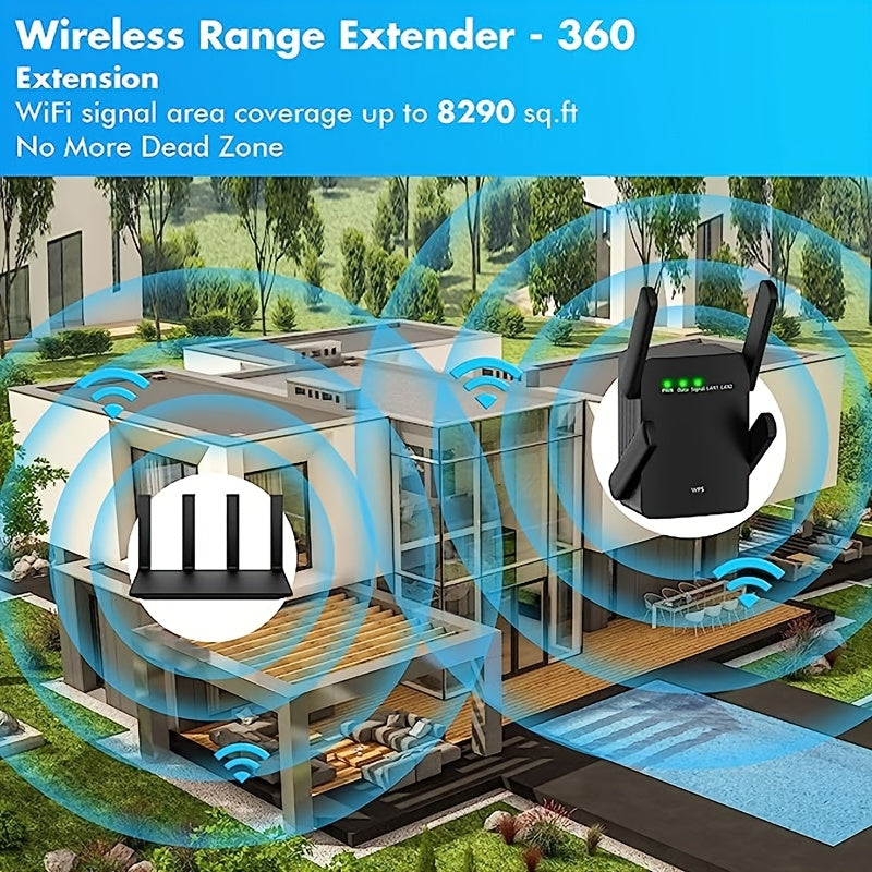2023 WiFi Extender - 8470 Sq. Ft. Coverage, 2.4GHz, 1-Tap Setup, Ethernet Port, WiFi Booster for Home