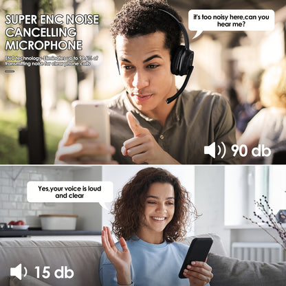 ProTruck Wireless Headset 5.2 - Crystal-Clear ENC Calls, Noise Cancellation, Long-Lasting Comfort for Office, Truck Drivers, Customer Service