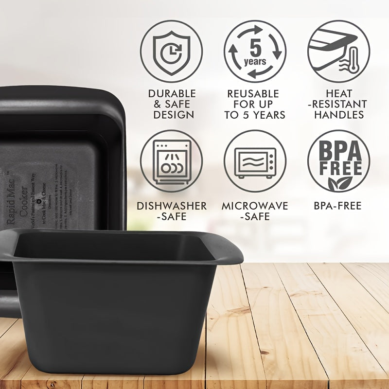 Quick Mac and Cheese Microwave Cooker – Ready in 5 Minutes, Perfect for Dorms, Small Kitchens and Offices, BPA-Free and Dishwasher Safe