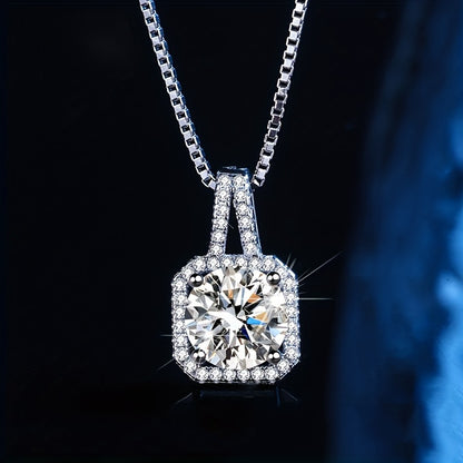 2 Pairs of Stud & Pendant 925 Sterling Silver Moissanite Square Cut Necklace - Elegant Wedding Jewelry, Perfect Birthday & Mother's Day Gifts for Women