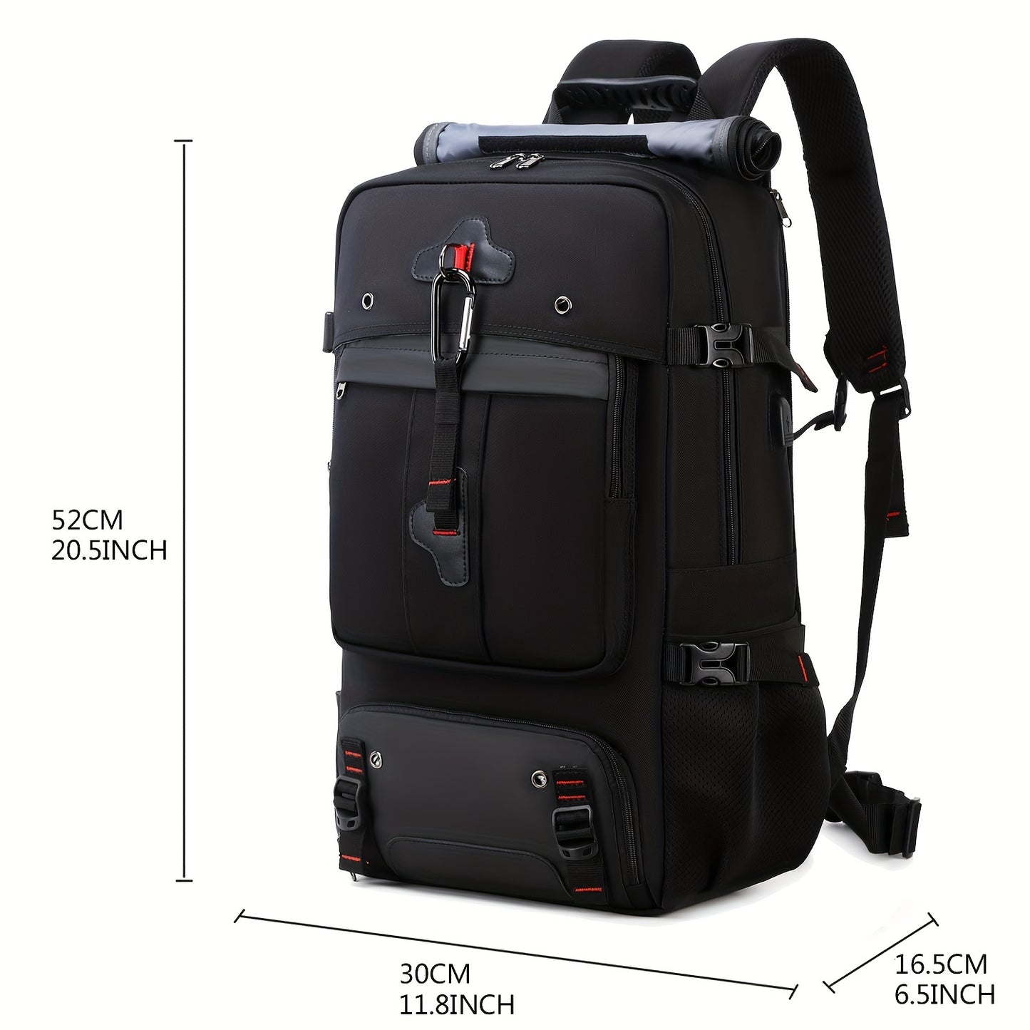 50L Spacious Hiking Travel Backpack - Multi-Functional, Water-Resistant, with Shoe Compartment, Laptop Sleeve, Ventilated Ergonomic Design - Ideal for Outdoor Camping, Sports and Adventures