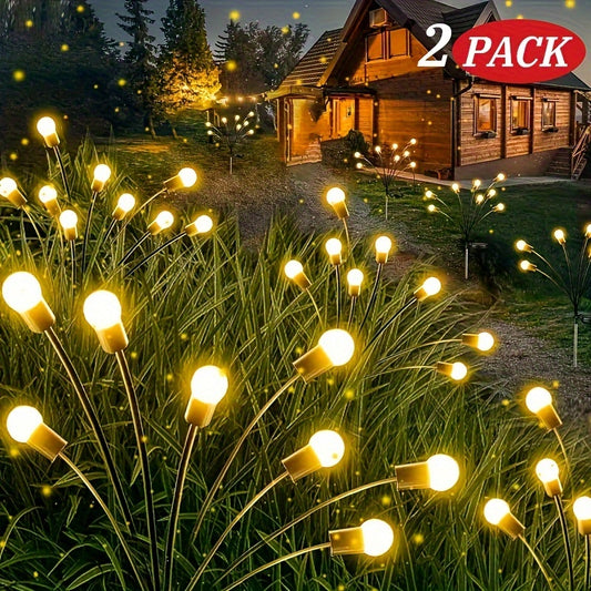 2 Pack Solar Garden Lights: Upgraded Swaying Lights with Wind Motion, Flexible Iron Wire & Heavy Bulb Base, Warm White Outdoor Pathway Decoration