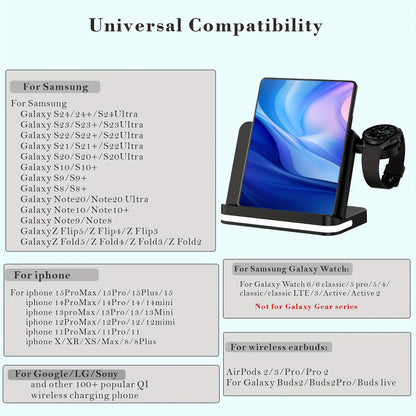 4 in 1 Wireless Charger Station for Samsung Z Fold 5 - Foldable Fast Charging Dock for Galaxy Z Fold 4/3, Z Flip 5/4/3, S24/S23/S22, Note20/10 Ultra, Watch 6/5/Pro/4/3, Earbuds 2/2 Pro/Live