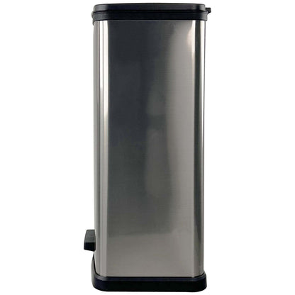 13.2 Gallon Plastic Rectangular Step Trash Can – Silver Kitchen Waste Bin