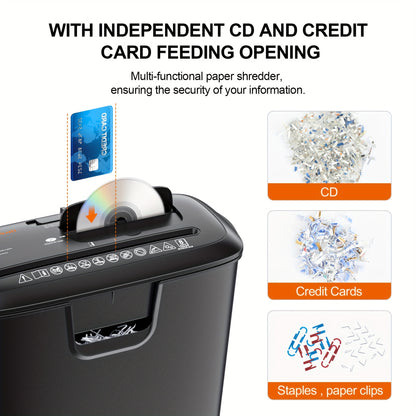 8 Sheet Strip-Cut Paper Shredder for Home Office - High-Capacity, Destroys CDs & Credit Cards, 3.4-Gallon Wastebasket - Features Overheat Protection and Jam-Free Operation