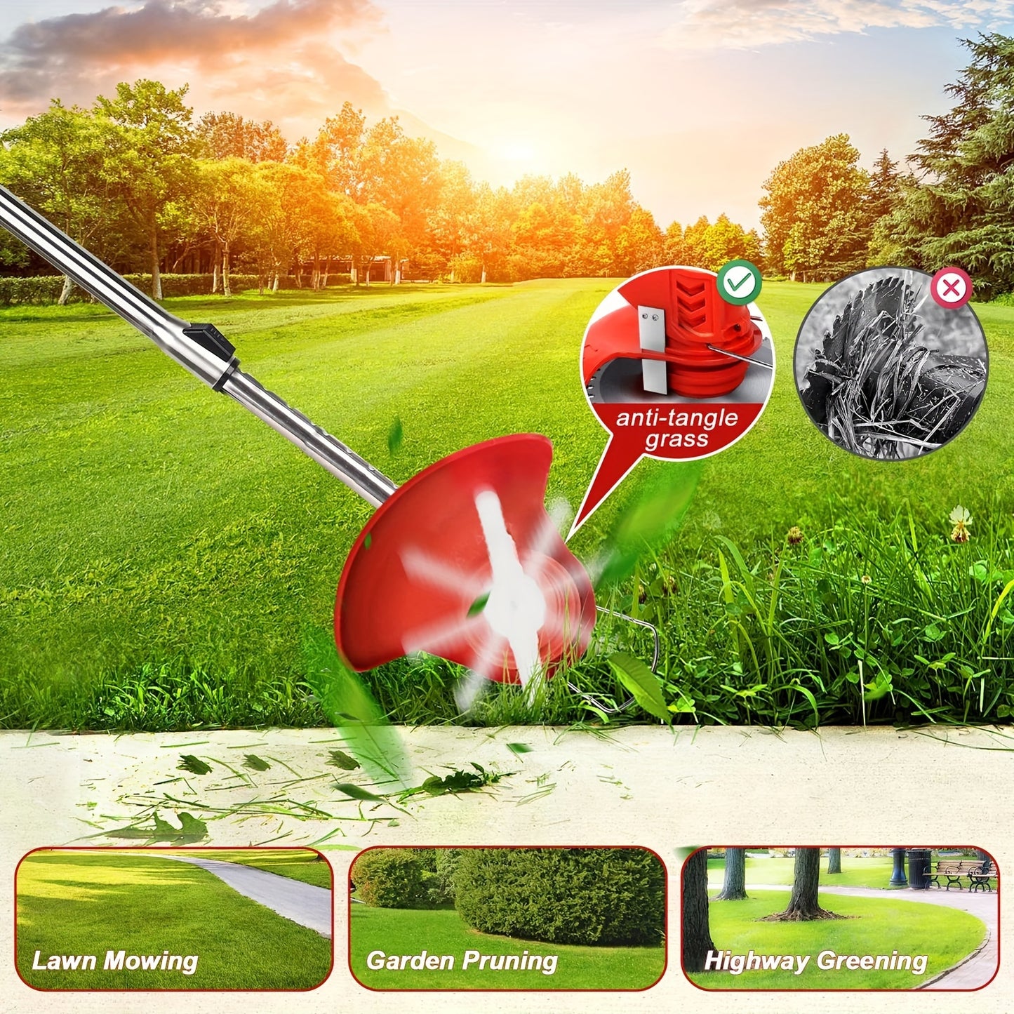 1000W High-Power Cordless Weed Eater - Stainless Steel Electric Brush Lawn Edger, Advanced Grass String Trimmer - Universal, Lightweight Design for Year-Round Lawn Care