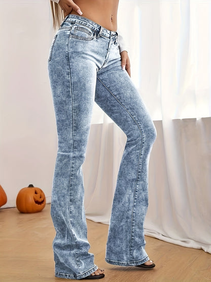 High Stretch Bootcut Jeans for Women | Washed Denim with Slant Pockets | Casual & Comfortable Trousers. Clothing's