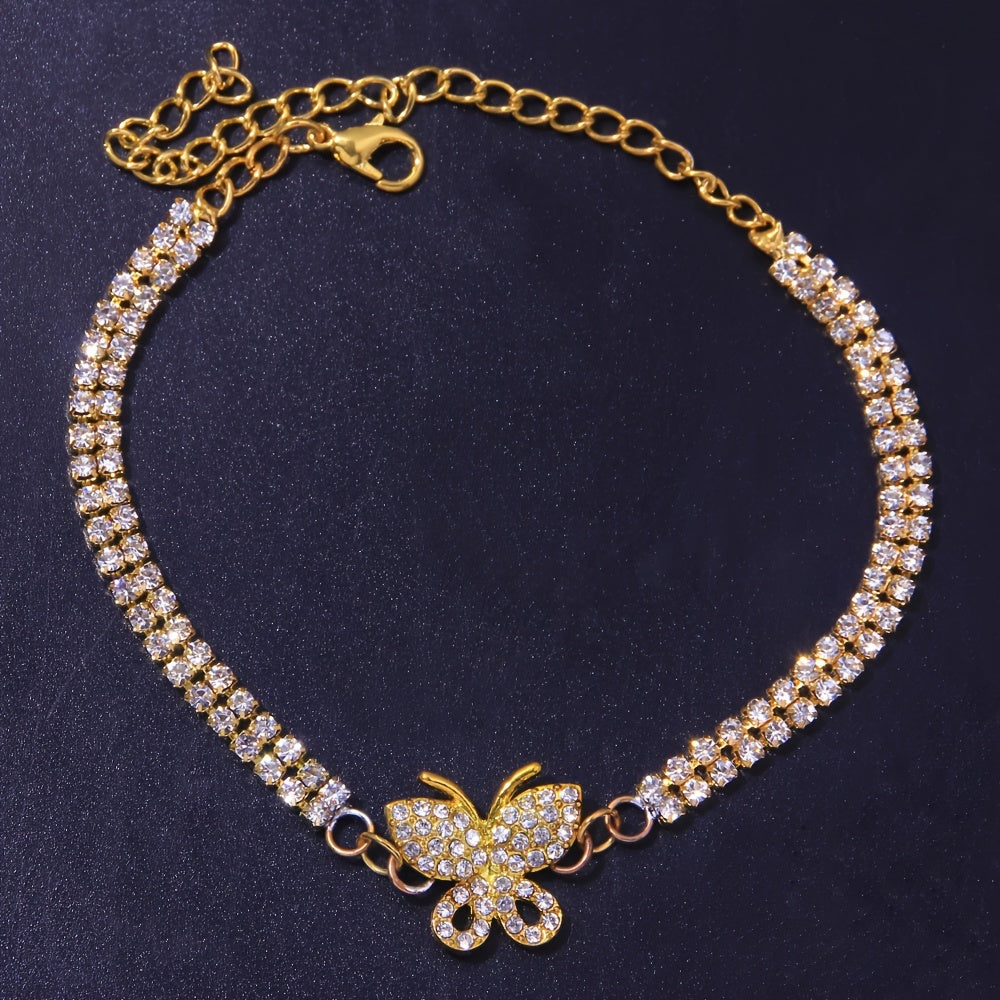 Sparkling Butterfly Tennis Anklets - Perfect Jewelry Footwear for Summer Beach Weddings & Parties