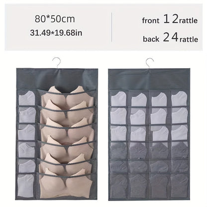Double-Sided Underwear Organizer Bag - Versatile Lingerie and Socks Storage, Space-Saving, Travel-Friendly with Easy-to-Hang Feature