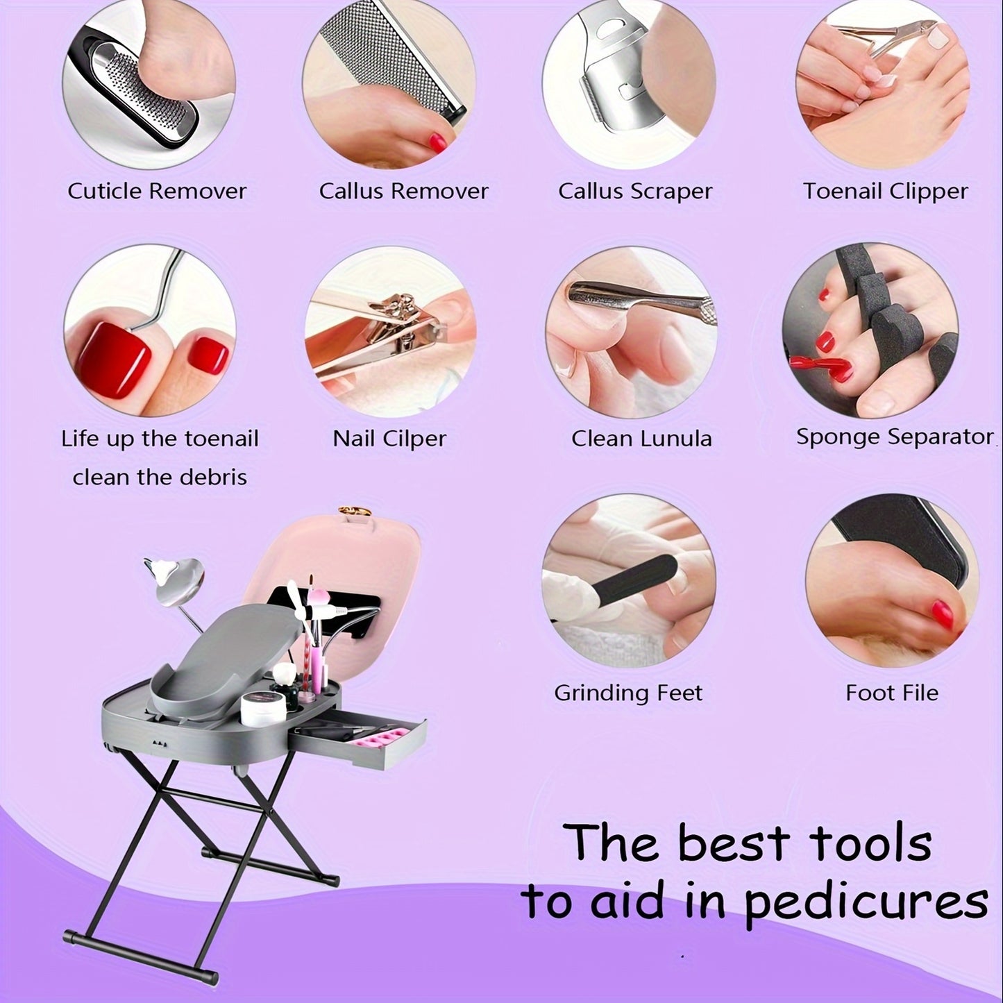 Pedicure Stool with Adjustable Foot Rest – Perfect for At-Home Pedicures, Ideal Christmas & Birthday Gifts for Women (Mom, Wife, Sister, Friends)