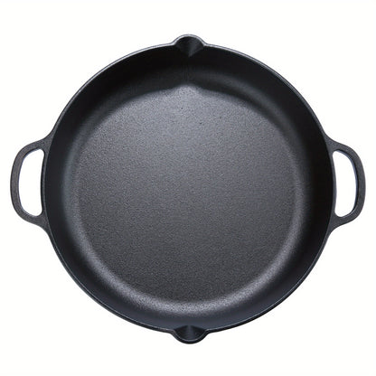 Pre-Seasoned 14" Cast Iron Skillet - Versatile Kitchen Essential, Oven and Grill Safe with Drip-Spout Design, Perfect for Camping and Indoor/Outdoor Cooking