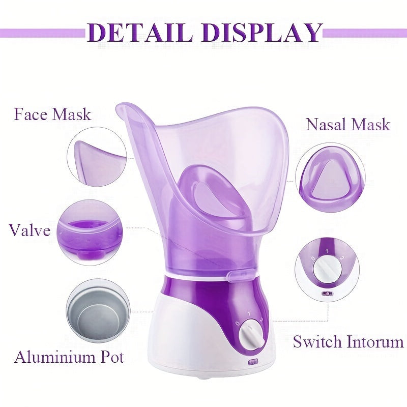 Professional Facial Steamer - Deep Cleansing, Hydrating Humidifier with Face Cover and Measure Cup - Portable, Easy to Use, US Plug