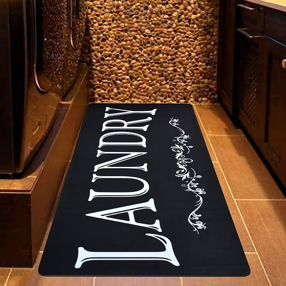 Black and White Text Pattern Rug – Soft, Comfortable, Waterproof Non-Slip Floor Mat, Absorbent and Machine Washable for Kitchen, Living Room, Bedroom, Hallway, Bathroom