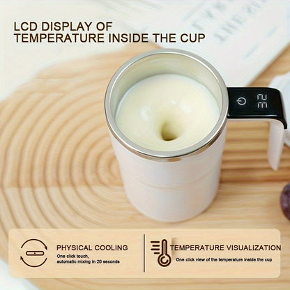 Fully Automatic 304 Stainless Steel Mixing Cup with Temperature Display – Portable Coffee Cup for Home and Office