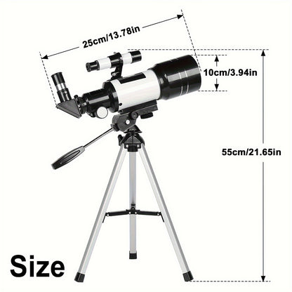150X High-Powered Refractor Telescope - Portable 70mm Aperture Astronomical Telescope with Tripod, Phone Adapter, and Wireless Remote for Adults and Kids, Ideal for Stargazing and Space Exploration