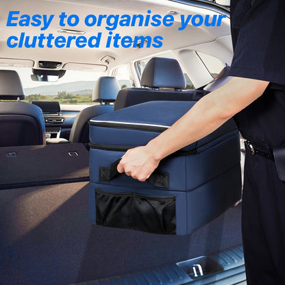 YH & GS Premium Golf Trunk Organizer - Waterproof and Durable Blue Nylon Storage Bag for Golf Shoes and Accessories