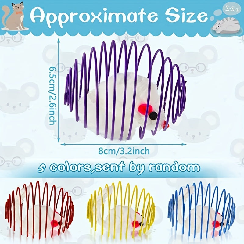 3pcs Interactive Cat Toy Set - Colorful Spring, Rolling Balls and Mouse Toys for Entertained Cats