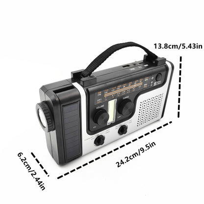 Solar & Hand Crank Emergency Radio – AM/FM/SW Bands, LED Flashlight, SOS Alarm, Phone Charger for Outdoor Survival