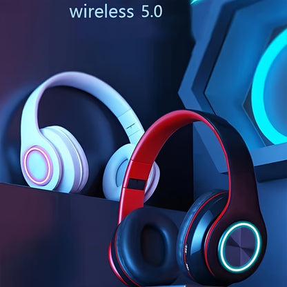 B39 Wireless Luminous Earphone Headwear - Supports Card and Cable Insertion, Wireless Functions, Includes Charging Cable, Audio Cable, and Manual
