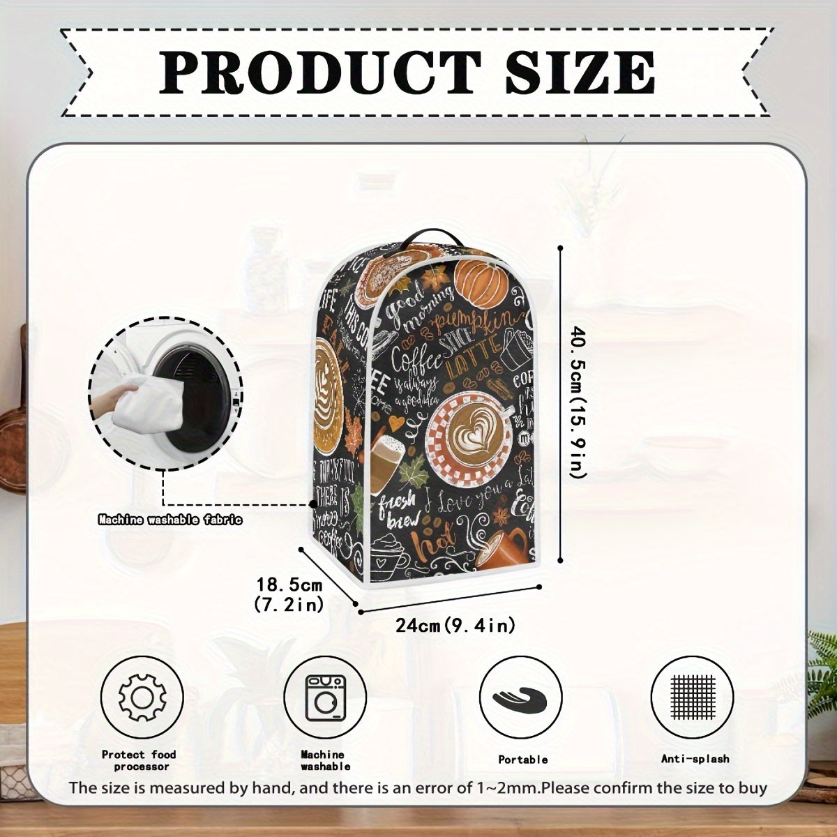Coffee Style Blender Covers – Washable Kitchen Appliance Dust Cover and Protector – Anti-Splash for Blender, Coffee Maker, Food Processor – Ideal for Coffee Lovers