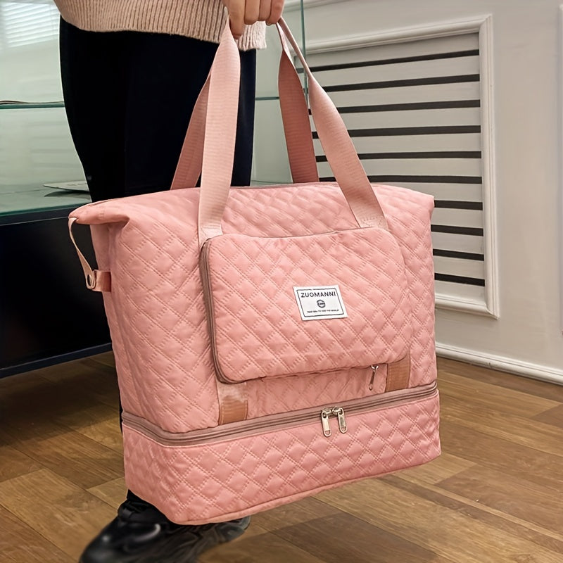 Large Capacity Travel Duffle Bag - Lightweight Argyle Pattern Luggage, Perfect for Gym and Travel