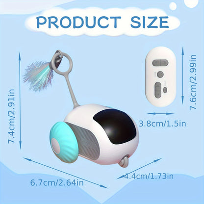 Whisker Wizard Interactive Cat Toy - Automatic Gravity Mobile Car, USB Rechargeable, Remote Controlled | Indoor Fun with Moving Mouse Toy for Cats, Interactive Playmate