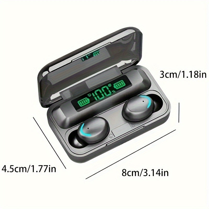 TWS Wireless Earbuds F9 – Hi-Fi Stereo Sound, Sport Headset with LED Display Charging Case – In-Ear Wireless Earphones for iPhone and Android, Ideal for Gaming and Sports
