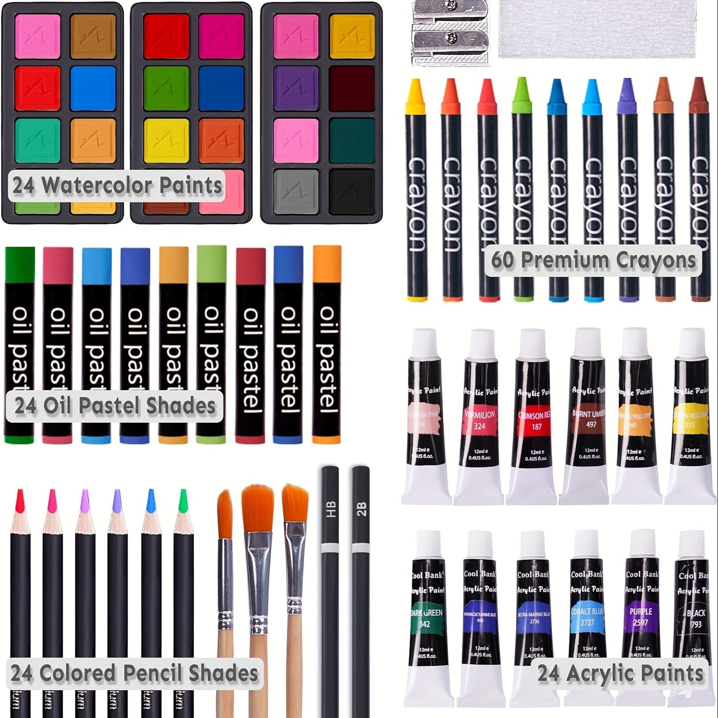 175 Piece Deluxe Art Set with 2 Drawing Pads - Professional Art Kit in Wooden Case, Includes Crayons, Acrylic Paints, Colored Pencils for Artists & Teens, Ideal for Halloween and Christmas Gifts
