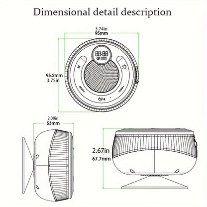Portable Wireless Bathroom Speaker with Suction Cup - Stereo Sound, Built-In Microphone, 9-Hour Battery Life - Ideal for Travel, Parties and Outdoor Use