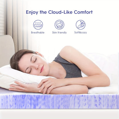Cooling Gel Infused Memory Foam Twin Mattress Topper: Ventilated Swirl Foam Pad for Pressure Relief & Back Pain,  Bed Topper for Body Support, CertiPUR-US Certified