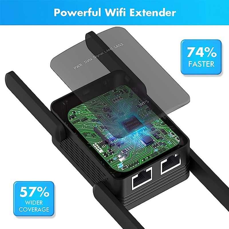 2023 WiFi Extender - 8470 Sq. Ft. Coverage, 2.4GHz, 1-Tap Setup, Ethernet Port, WiFi Booster for Home