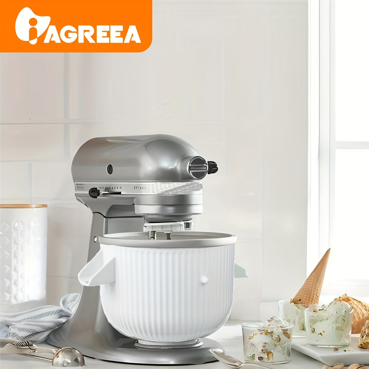 Ice Cream Attachments for Kitchenaid Stand Mixer – Frozen Yogurt, Ice Cream and Sorbet Maker Bowl – Fits 4.5QT & 6QT Mixers