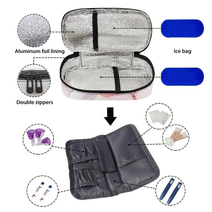 Marble Pattern Insulin Cooler Travel Case – Diabetic Medication Organizer for Blood Glucose Monitors, Pink Marble (Case Only)