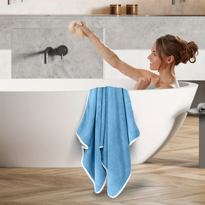 Luxury Polyester Bath Sheet - Extra Large, Super Soft Space Theme, Modern Woven Oblong Towel, Ultra Absorbent, Solid Pattern - 290gsm