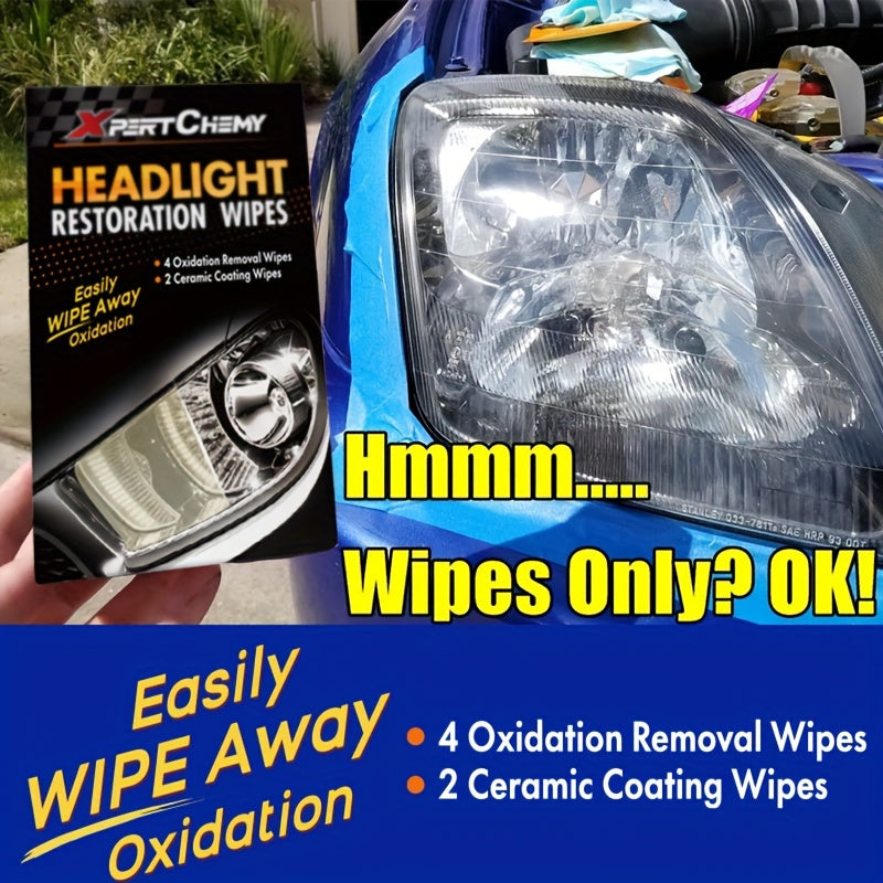 Universal Headlight Restoration Kit with Oxidation Remover and Ceramic Coating Wipes – Efficient Car Headlamp Cleaning, Polishing and Restoration System for Long-Lasting Professional Results