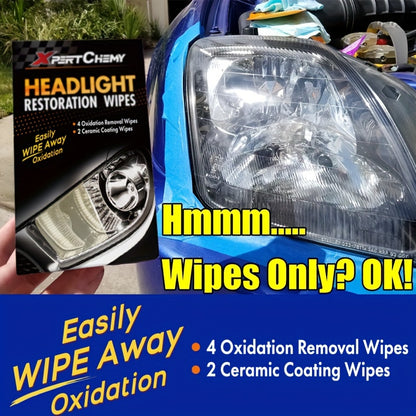 Universal Headlight Restoration Kit with Oxidation Remover and Ceramic Coating Wipes – Efficient Car Headlamp Cleaning, Polishing and Restoration System for Long-Lasting Professional Results