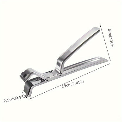 Stainless Steel & Silicone Anti-Scald Bowl Gripper – Multi-Functional Kitchen Hot Plate Holder – Universal Pan Dish Lifter – Food Retriever for Microwave and Oven Safe Handling