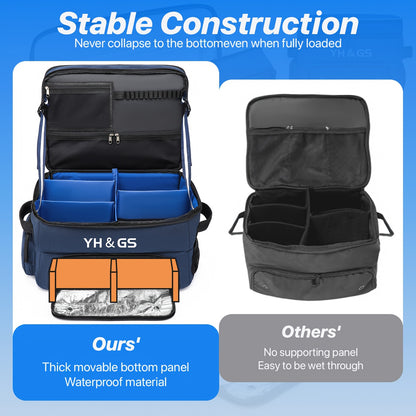YH & GS Premium Golf Trunk Organizer - Waterproof and Durable Blue Nylon Storage Bag for Golf Shoes and Accessories