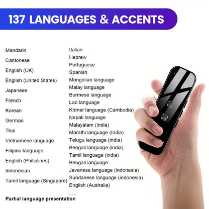 Travel Companion Instant Voice Translator – Supports 137 Languages, App Connectivity for Accurate, Real-Time Translations – Ideal for Business and Learning